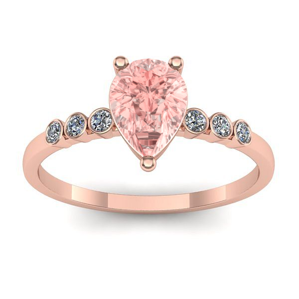 Inel logodna cu diamant de laborator roz lacrima