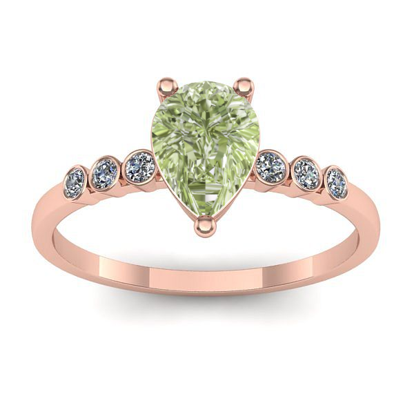 Inel de logodna cu diamant de laborator verde lacrima