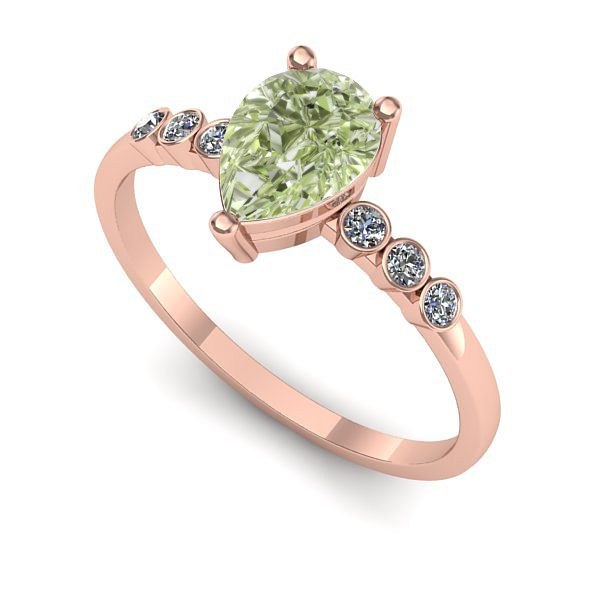Inel logodna din aur roz cu diamant de laborator verde