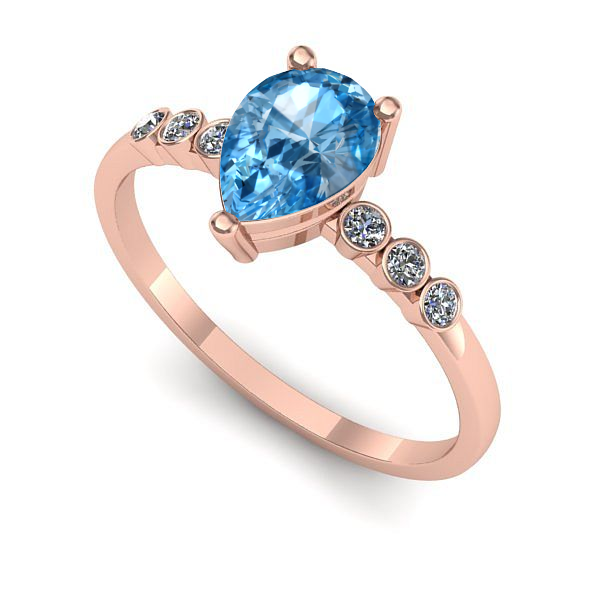 Inel din aur roz cu topaz blue
