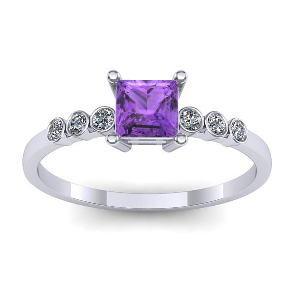 Inel cu ametist patrat