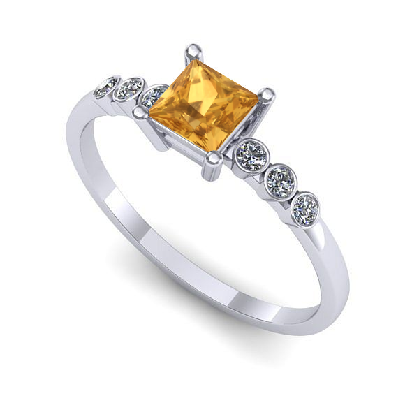 Inel de logodna din aur alb cu citrin