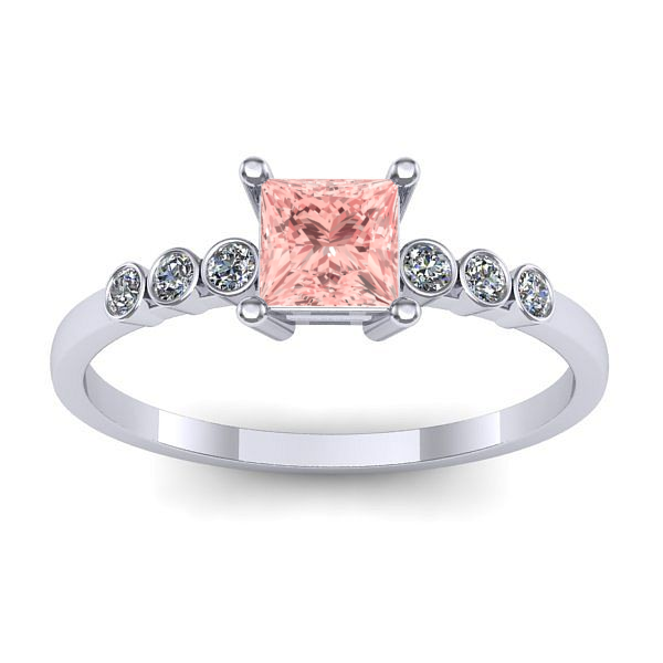 Inel de logodna cu diamant de laborator roz patrat