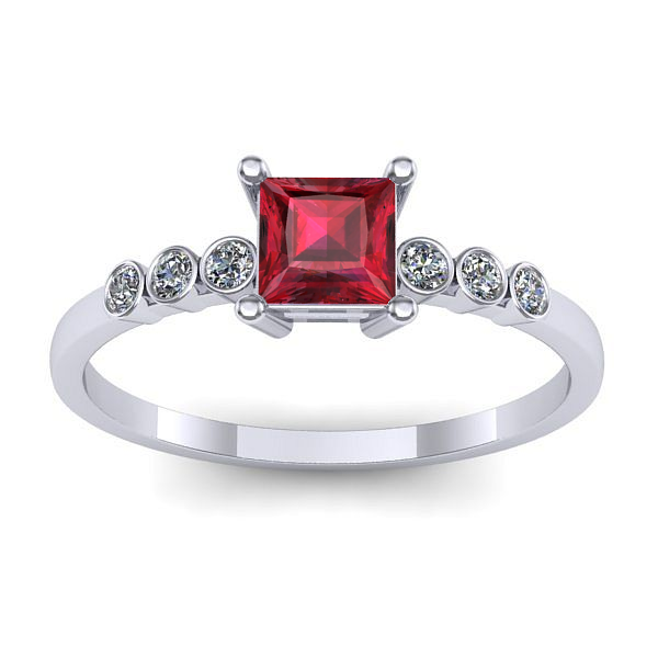 Inel logodna cu rubin patrat