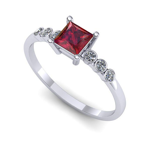 Inel logodna din aur alb cu rubin