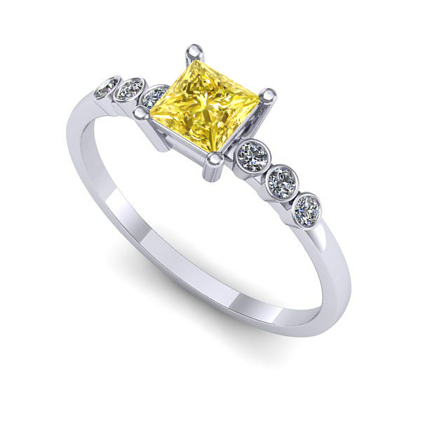 Inel din aur alb cu safir galben