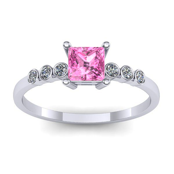 Inel de logodna cu safir roz patrat