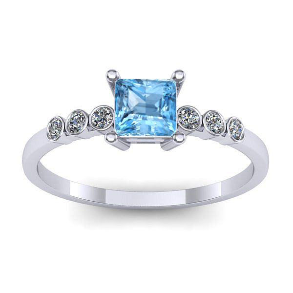 Inel logodna cu topaz blue patrat