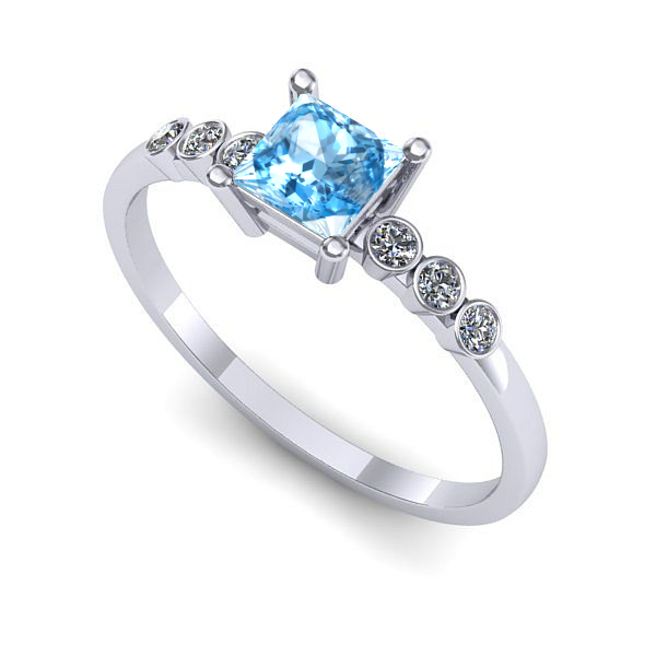 Inel din aur alb cu topaz blue