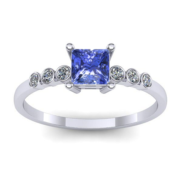 Inel de logodna cu tanzanit patrat