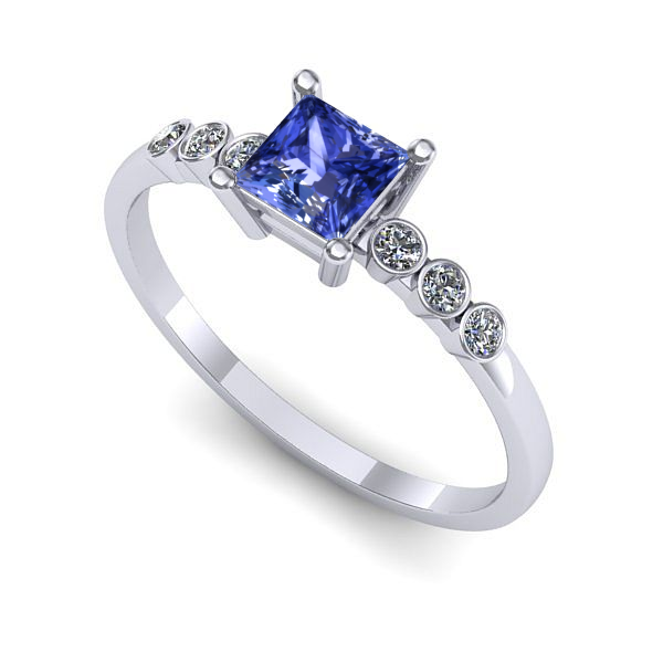 Inel logodna din aur alb cu tanzanit