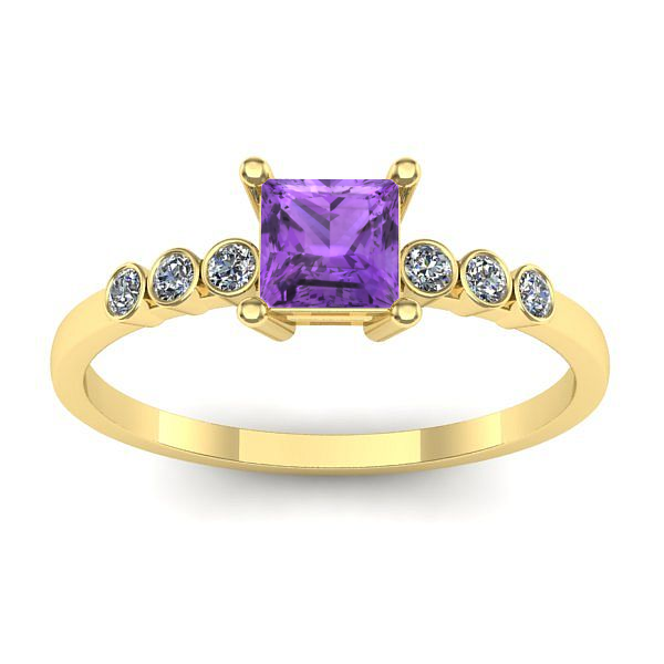 Inel logodna cu ametist patrat