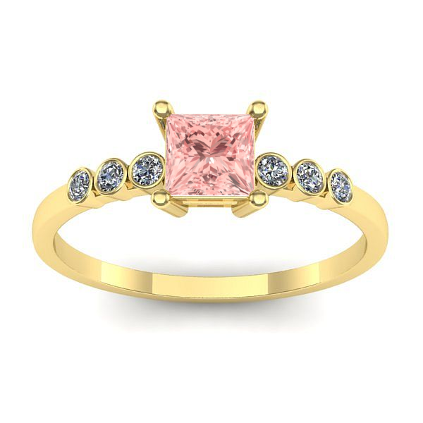 Inel de logodna cu diamant de laborator roz patrat