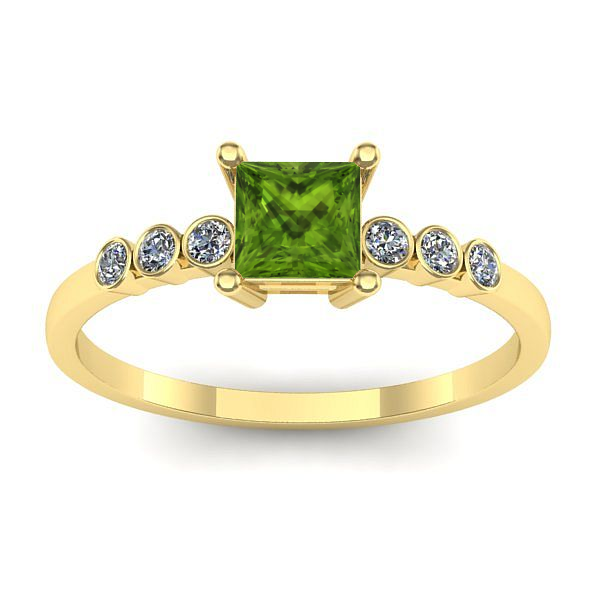 Inel de logodna cu peridot patrat