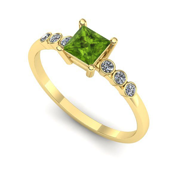 Inel logodna din aur galben cu peridot