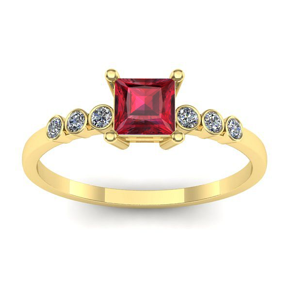 Inel cu rubin patrat