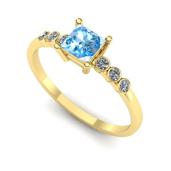 Inel din aur galben cu topaz blue