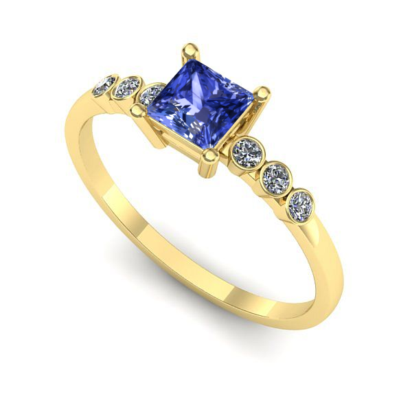 Inel de logodna din aur galben cu tanzanit