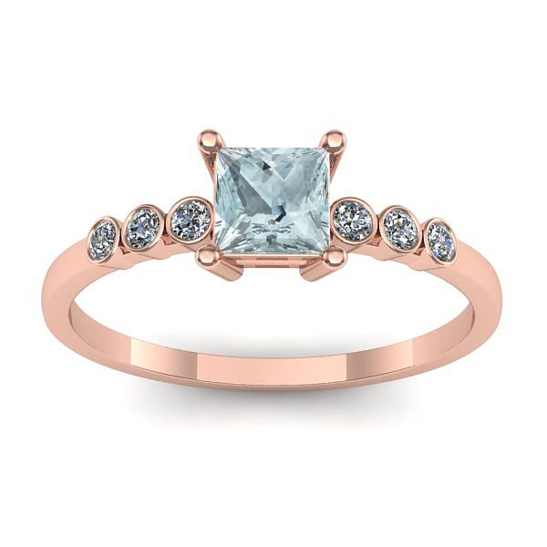 Inel logodna cu aquamarin patrat