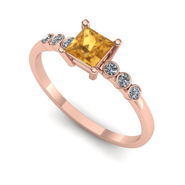 Inel din aur roz cu citrin