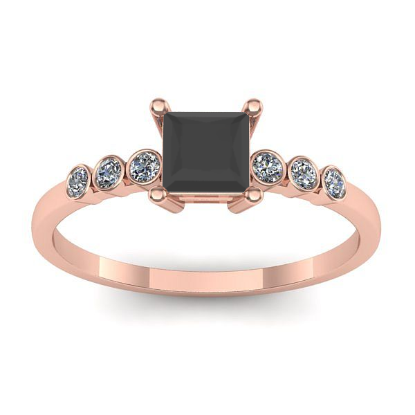 Inel de logodna cu diamant negru patrat