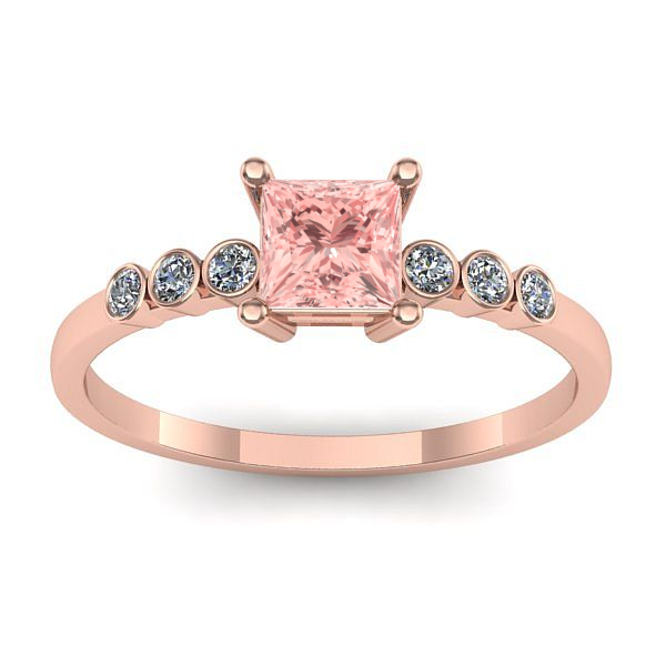 Inel cu diamant de laborator roz patrat