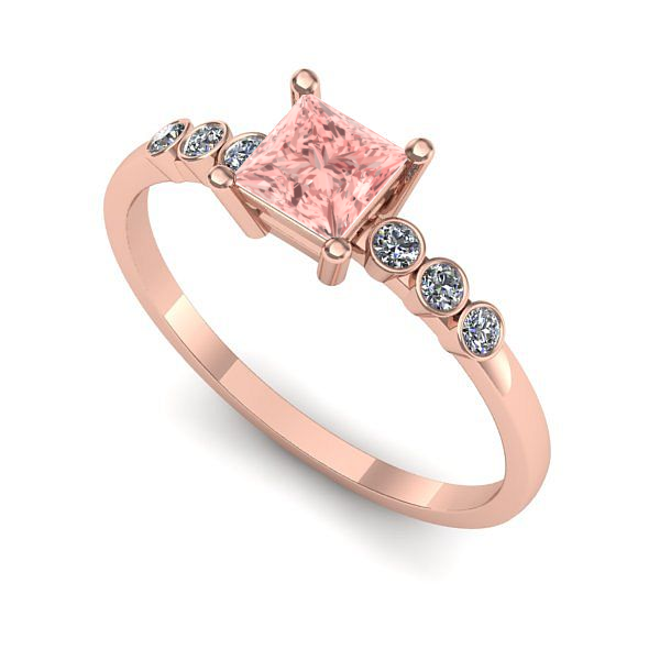 Inel logodna din aur roz cu diamant de laborator roz