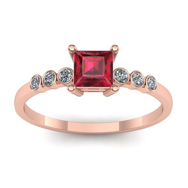 Inel de logodna cu rubin patrat