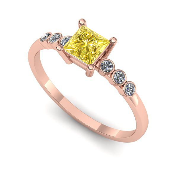 Inel logodna din aur roz cu safir galben