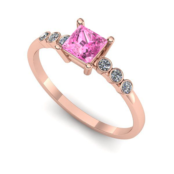 Inel logodna din aur roz cu safir roz