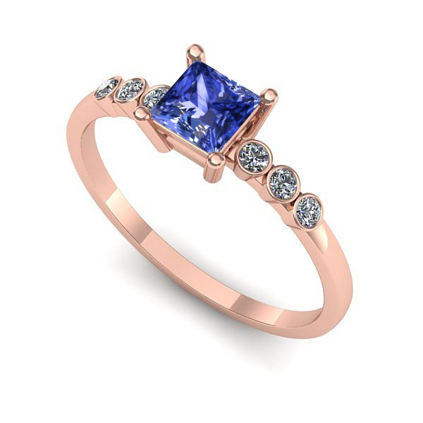 Inel din aur roz cu tanzanit