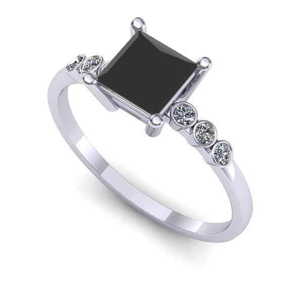Inel din aur alb cu diamant negru