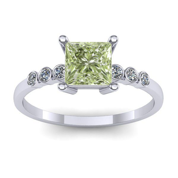 Inel cu diamant de laborator verde patrat