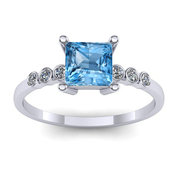 Inel logodna cu topaz blue patrat