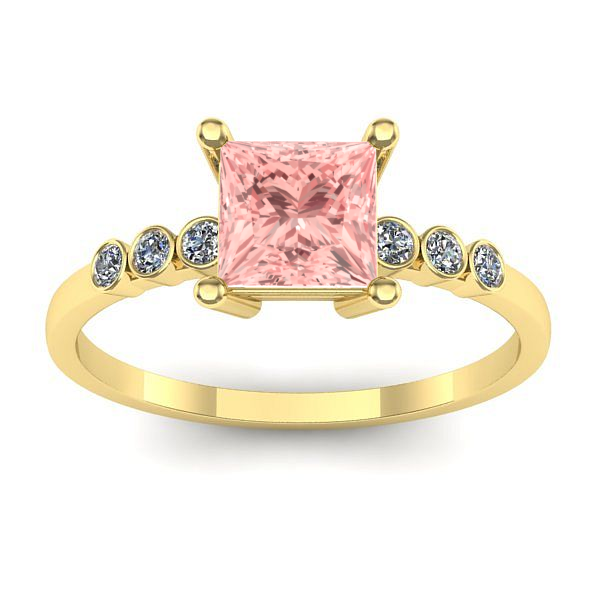 Inel cu diamant de laborator roz patrat