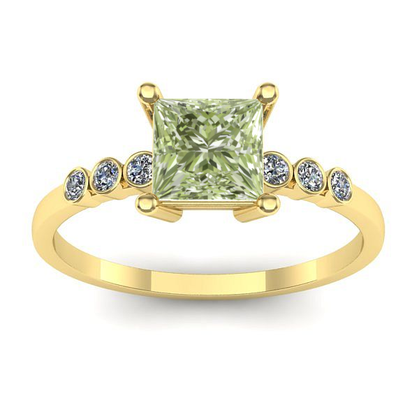 Inel de logodna cu diamant de laborator verde patrat