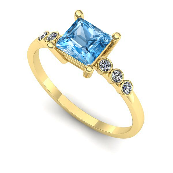 Inel din aur galben cu topaz blue