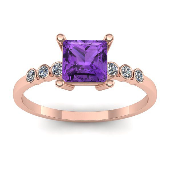 Inel de logodna cu ametist patrat