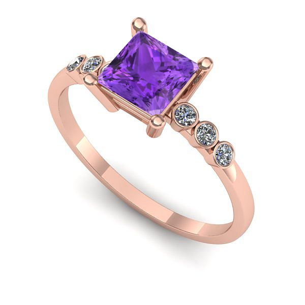 Inel din aur roz cu ametist