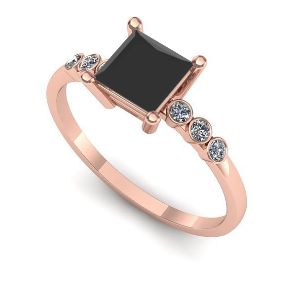 Inel de logodna din aur roz cu diamant negru