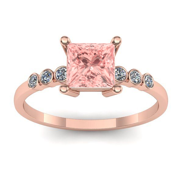 Inel cu diamant de laborator roz patrat