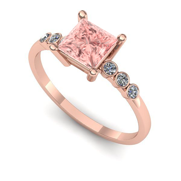 Inel de logodna din aur roz cu diamant de laborator roz