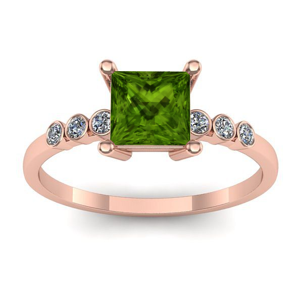 Inel cu peridot patrat