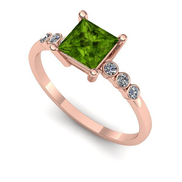 Inel logodna din aur roz cu peridot