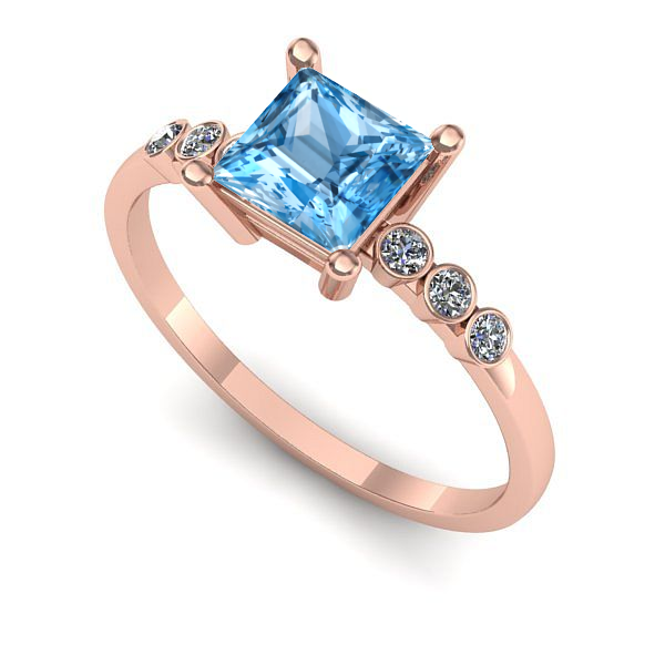 Inel din aur roz cu topaz blue