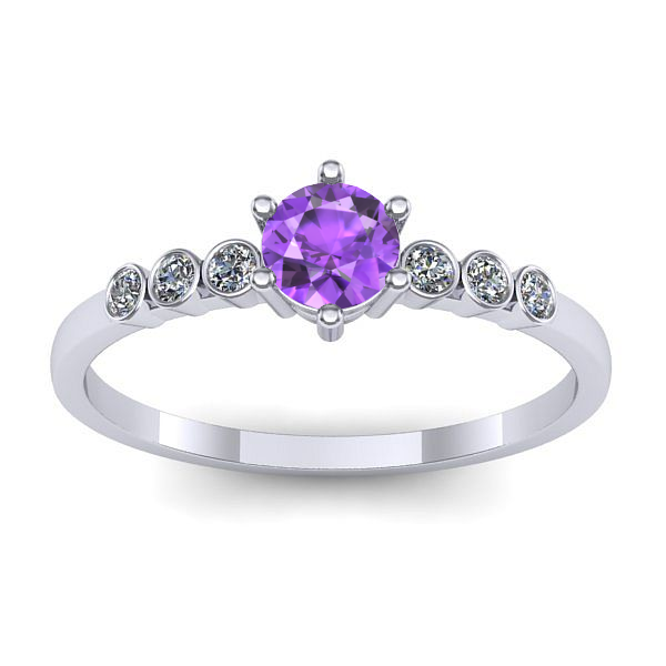 Inel logodna cu ametist rotund