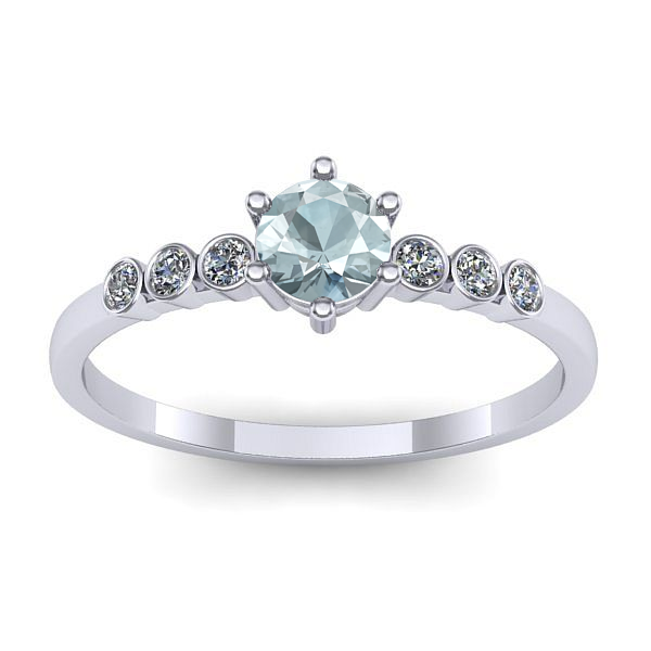 Inel de logodna cu aquamarin rotund