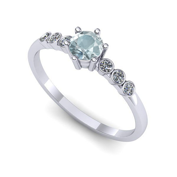 Inel de logodna din aur alb cu aquamarin
