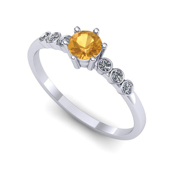 Inel din aur alb cu citrin