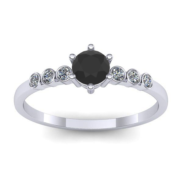 Inel cu diamant negru rotund